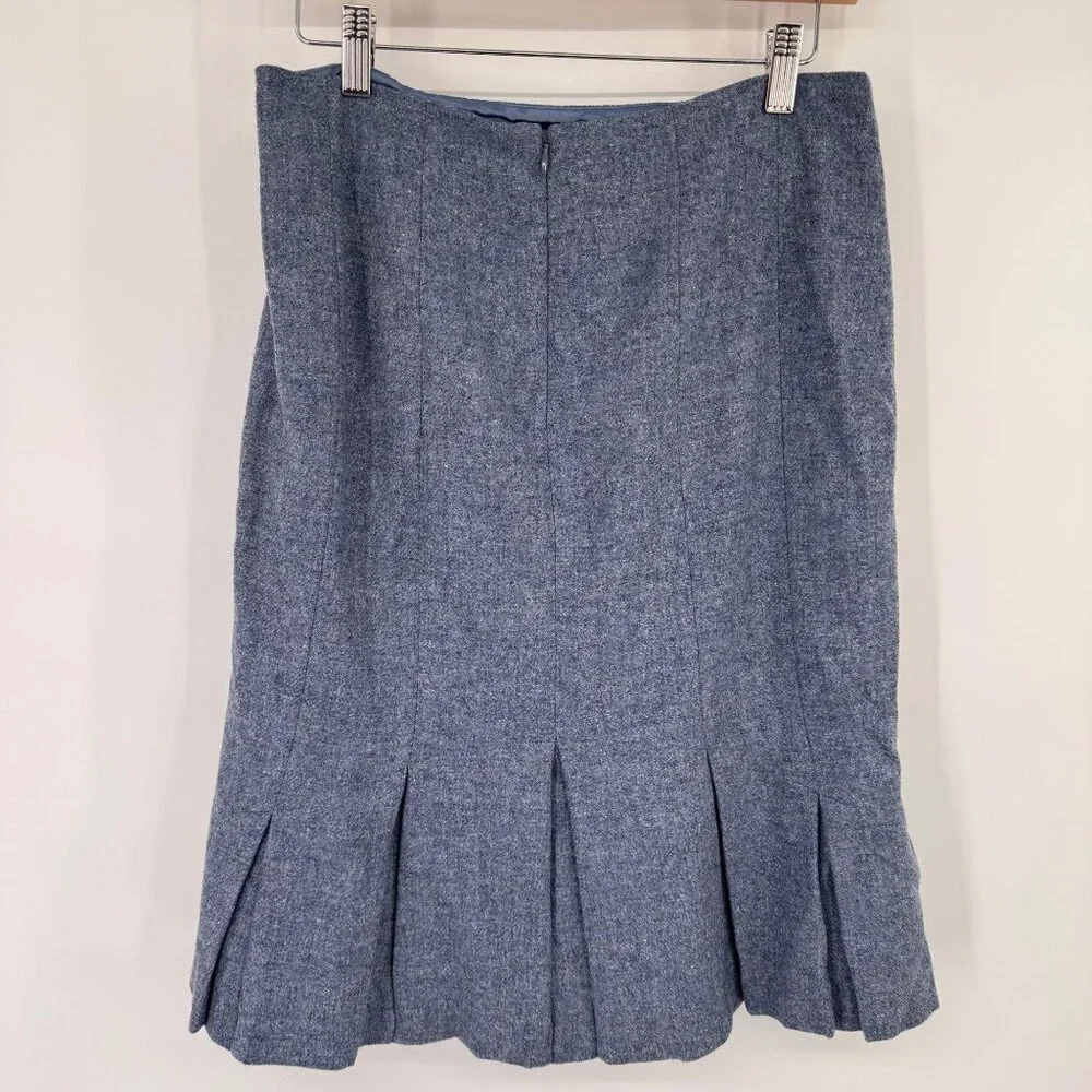 Talbots Womens Blue Wool Skirt Pleated Size 6 lined knee length